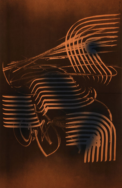 Hans Hartung, 1904-1989, "Farandole", Farblithographie auf dickem Velinkarton, handsigniert, nummeriert XXXIX/LXXV, aus 1970, Mittelfalz, ...