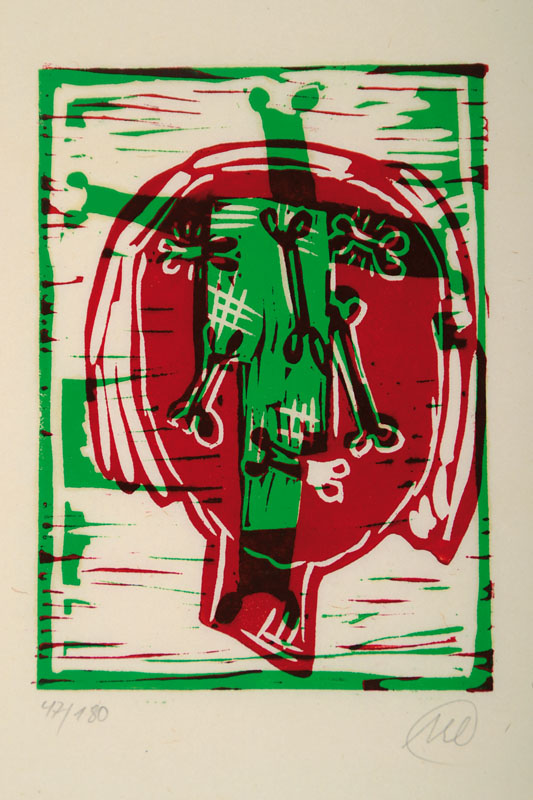 Markus Lüpertz, geb. 1941, "Parsifal - Männer ohne Frauen", Farbholzschnitt auf Japanbütten, handsigniert, num. 47/180, aus 1994, ...