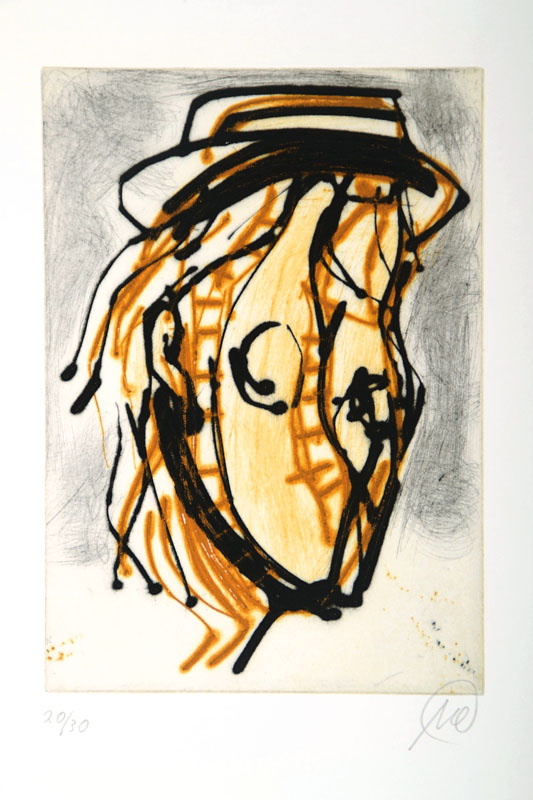 Markus Lüpertz, geb. 1941, Ohne Titel, Farbradierung auf Bütten, handsigniert, num. 20/30, Plattengr. ca. 19,8x14 cm, Blattgr. 29.5x21 cm