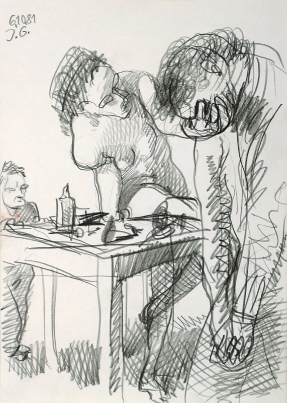 Johannes Grützke, geb.1937, Konvolut aus 2 Bleistiftzeichnungen, jeweils monogrammiert und datiert 6.10.81, Blattgr. je ca. 20,5x14,5 cm