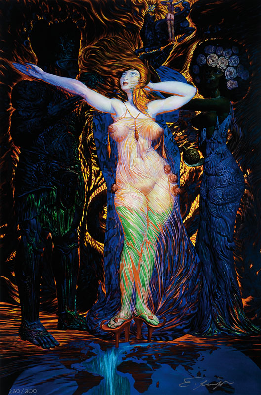 Ernst Fuchs, geb. 1930 Wien, Die Einkleidung der Esther, Giclee auf Leinwand, handsigniert und nummeriert 230/300, aus 2012, Blattgr. ca. 61x43 cm
