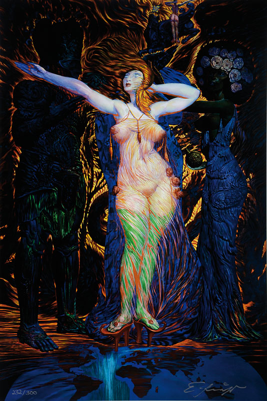 Ernst Fuchs, geb. 1930 Wien, Die Einkleidungder Esther, Giclee auf Leinwand, handsigniert und nummeriert 232/300, aus 2012, Blattgr. ca.61x43 cm