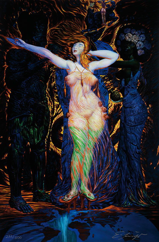 Ernst Fuchs, geb. 1930 Wien, Die Einkleidung der Esther, Giclee auf Leinwand, handsigniert und nummeriert 233/300, aus 2012, Blattgr. ca. 61x43 cm