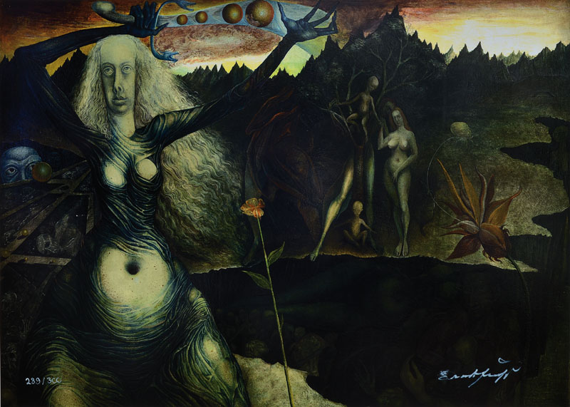 Ernst Fuchs, geb. 1930 Wien, Gertrude Baschnegger vor dem Lebensbaum, Giclee auf Baumwollpapier, handsigniert und nummeriert 289/300, aus 2012, Motiv ...
