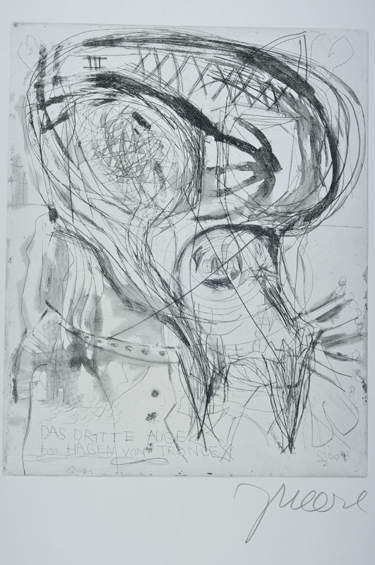 Jonathan Meese, geb. 1971, "Das Dritte Auge", Radierung auf dickem Bütten, Griffelkunst 327 A3, aus 2007, handsigniert, rückseitig ...
