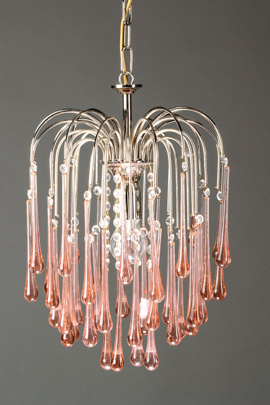 Deckenlampe, Murano, Kristallgehänge in Tropfenform, 1 Brennstelle, H. ca. 46 cm, D. 35 cm
