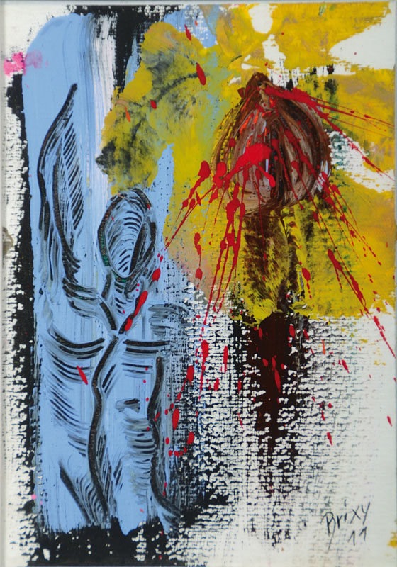 Dietmar Brixy, geb. 1961, Öl/Papier, handsigniert und datiert 11, ca. 17x12 cm, unter Glas gerahmt