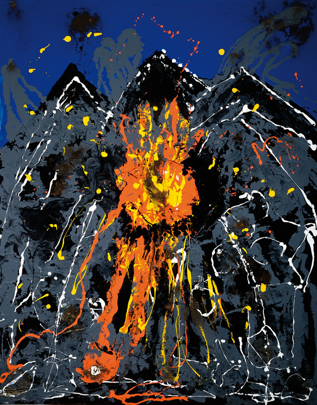 Eberhard Stuber, geb. 1946, Vulkan, Acryl/Lwd, rechts unten signiert, ca. 100x80 cm