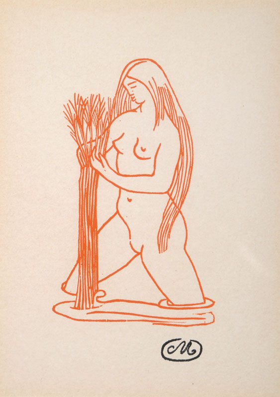 Aristide Maillol, 1861-1944, Konvolut aus zwei Holzschnitten, "Weiblicher Akt" und "Zwei badende Mädchen" aus: Die Oden des ...