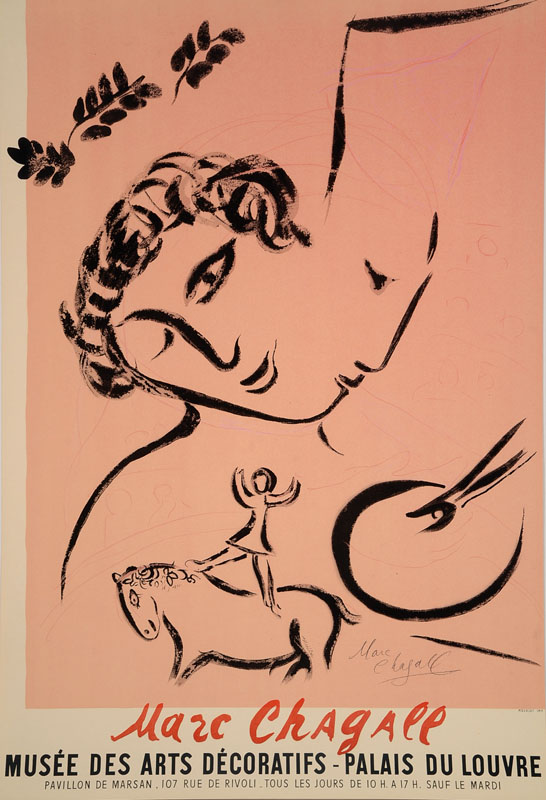 Marc Chagall, 1887-1985, Farblithographie, Plakat zu einer Ausstellung in Paris, handsigniert, Blattgr. ca. 78 x 52 cm