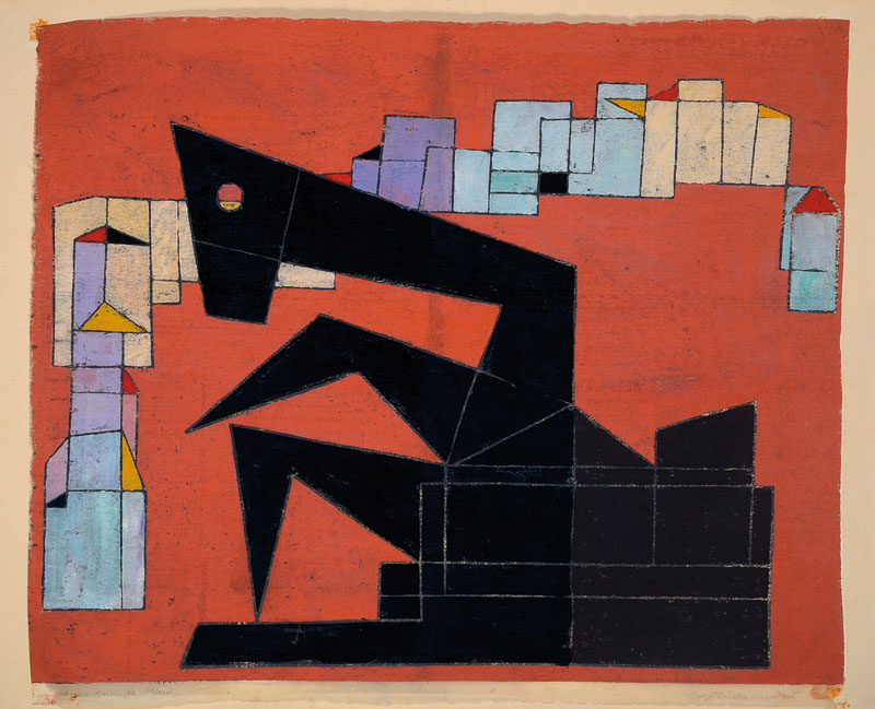 Rolf Müller-Landau, 1903-1956, das rechnende Pferd, Monotypie, handsigniert, leichte Randschäden, ca. 54.5 x 54 cm