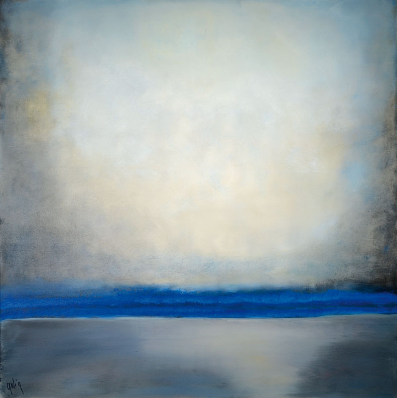 Gaston Gale, Abstrakte Komposition, in Grau Blau, Öl/Lwd, links unten signiert, ca. 100x100 cm,