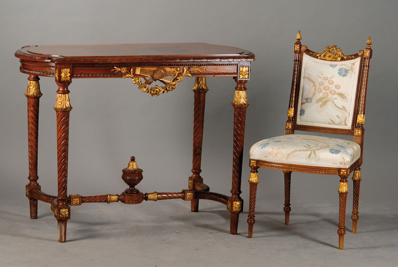 Detail a: DOPPELT 05-4025, ist zurückgeliefert, tho Edle Salongruppe, Frankreich um 1880, bestehend aus einem Canapé, 2 Bergèren, 2 Stühlen und einem ...