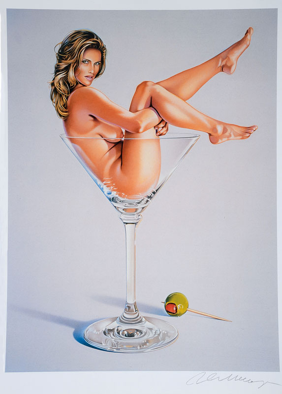 Mel Ramos, geb. 1935 Sacramento, Farboffset, Martini Miss, handsigniert, Blattgr. ca. 54x42 cm