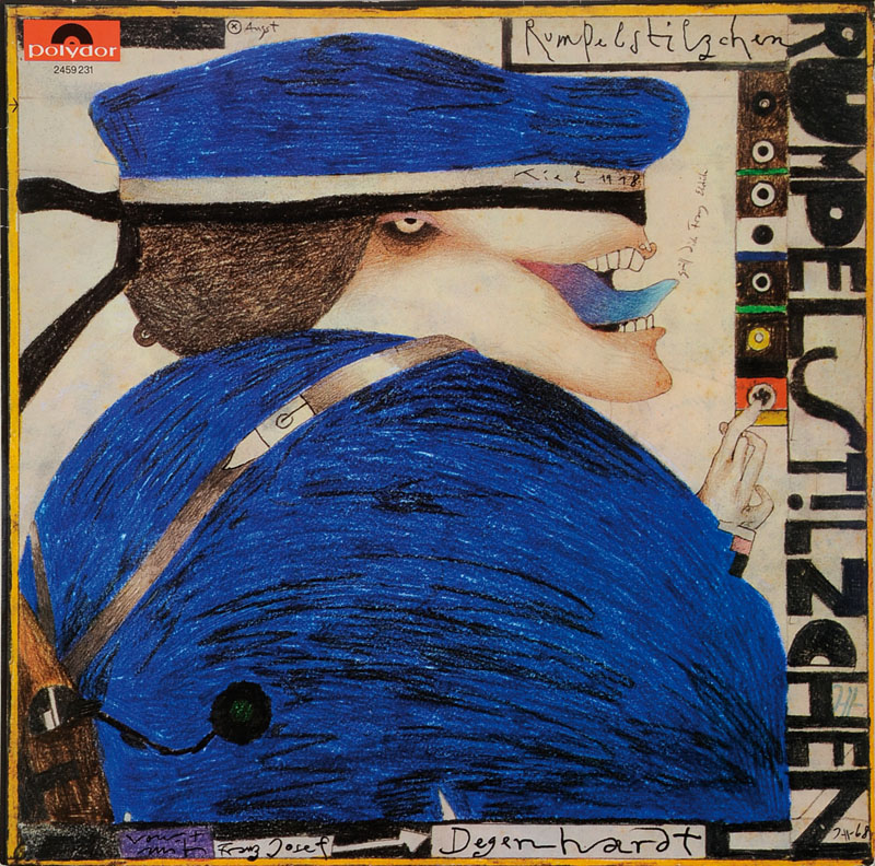 Horst Janssen, 1929-1995, Konvolut aus zwei Schallplatten, je handsigniert, ca. 30x30 cm, Gebr.Sp.