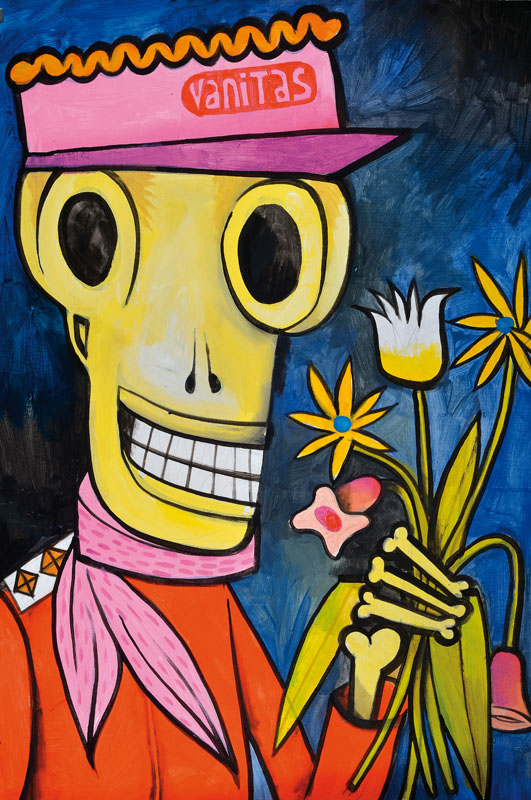 Jim Avignon, geb. 1966, Vanitas, Mischtechnik / Papier, unsigniert, Blattgr. ca. 109x74 cm