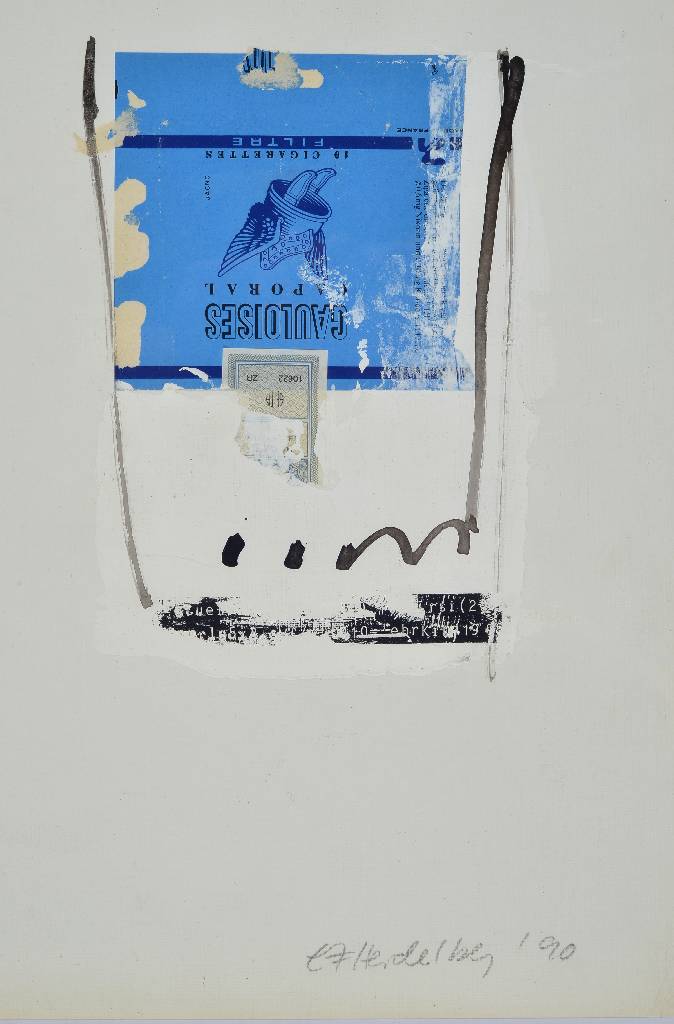 Detail a: Eleonore Fuchs-Heidelberg, 1946 Heidelberg - 2012 Berlin, Konvolut aus zwei Collagen, Mischtechnik/Papier, je handsigniert, datiert 89 bzw. 90, ...
