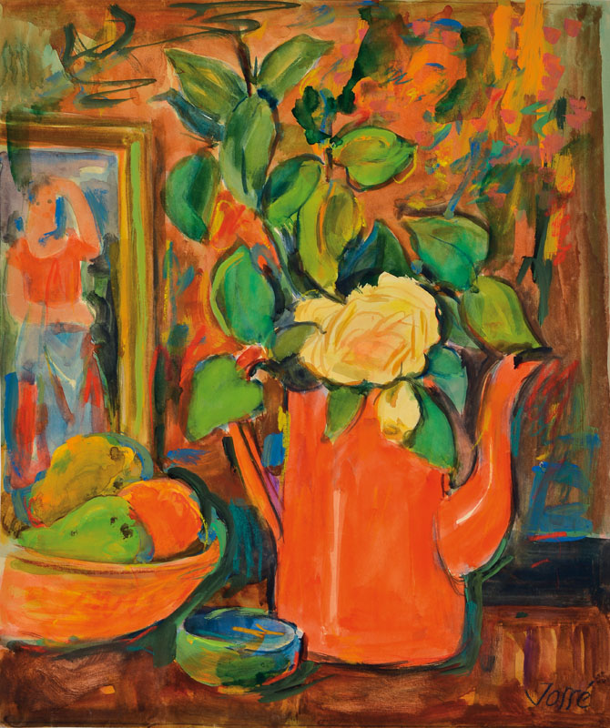 Friedrich Josse, 1897-1994, Gouache/Papier, Stillleben, rechts unten handsigniert, auf dünnem Karton befestigt, Blattgr. ca. 53,5x45 cm