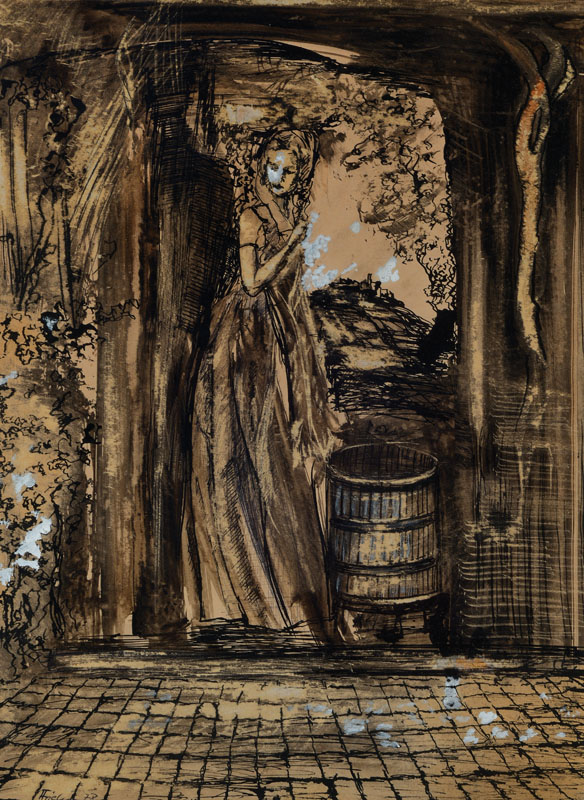 Florian Frieling, 1939 Leverkusen-1994 Böhl- Iggelheim, Mischtechnik auf Papier, handsigniert und datiert 78, PP, ca. 45x33 cm, unter Glas gerahmt