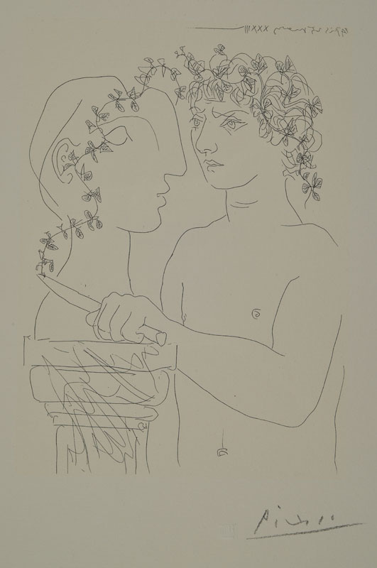 Pablo Picasso, 1881-1973, Junger Bildhauer bei der Arbeit, Lithographie nach der Auflage, Suite Vollard, Narcisse, vgl. Bloch Nr. 156, VG Bild-Kunst ...