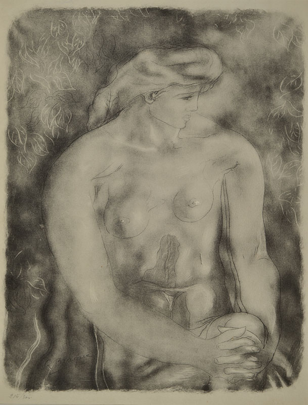 George Braque, 1882-1963, sitzender Akt, Lithographie, links unten nummeriert 216/300, drucksigniert, PP, ca. 44x34 cm, unter Glas gerahmt