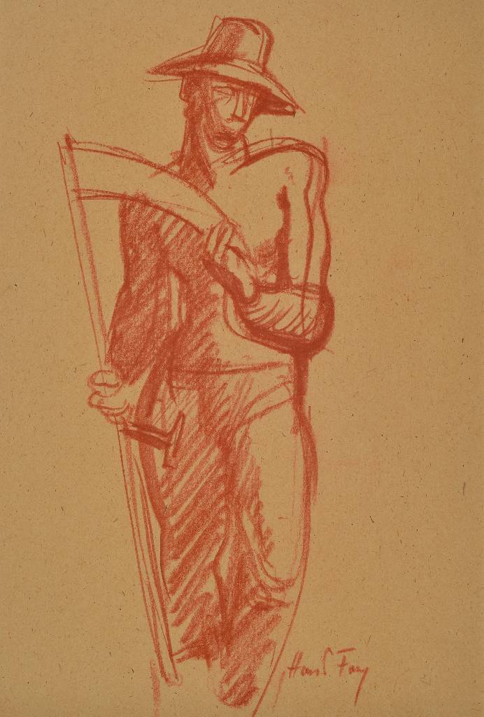 Detail a: Hans Fay, 1888 Frankenthal-1957 Neustadt, Konvolut aus drei Rötelzeichnungen auf gebräuntem Papier, je handsigniert, PP, ca. 20x28 cm, 36x24 cm, ...