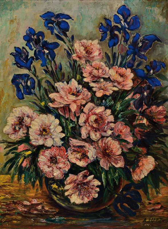 A. Lutz, zeitgenössischer Künstler, Blumenstillleben, Öl/Hartfaser, rechts unten signiert, ca. 77x57 cm, Rahmen