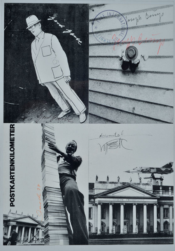 Joseph Beuys, 1921-1986, documenta 6, Multiple, Offset, handsigniert von Joseph Beuys und Klaus Staeck, ca. 30x21cm, unter Glas gerahmt