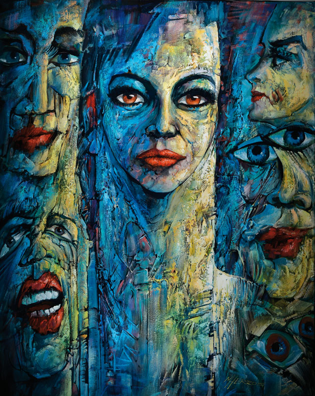 Manfred Herzog, geb. 1949 Ludwigshafen, Facetten, Öl/Lwd, pastoser Farbauftrag, rechts unten signiert, ca. 150x120 cm