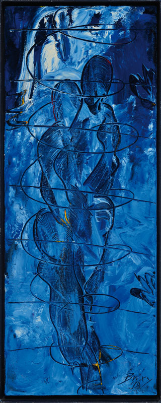 Detail a: Dietmar Brixy, geb. 1961, Triptychon, Öl/Lwd, je handsigniert und datiert 98, je ca. 54x21 cm, je Metallrahmen