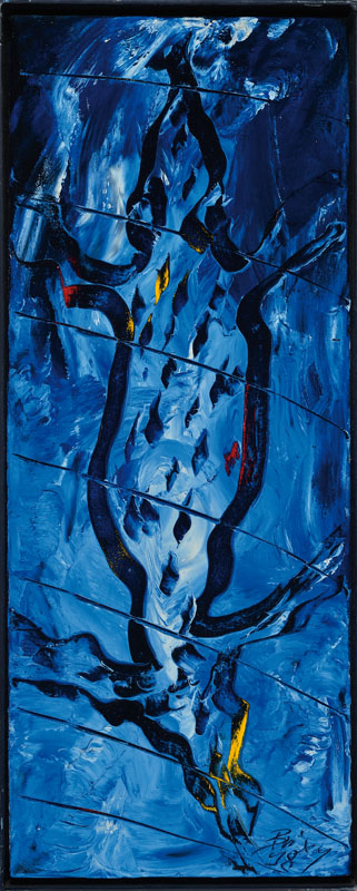 Detail b: Dietmar Brixy, geb. 1961, Triptychon, Öl/Lwd, je handsigniert und datiert 98, je ca. 54x21 cm, je Metallrahmen