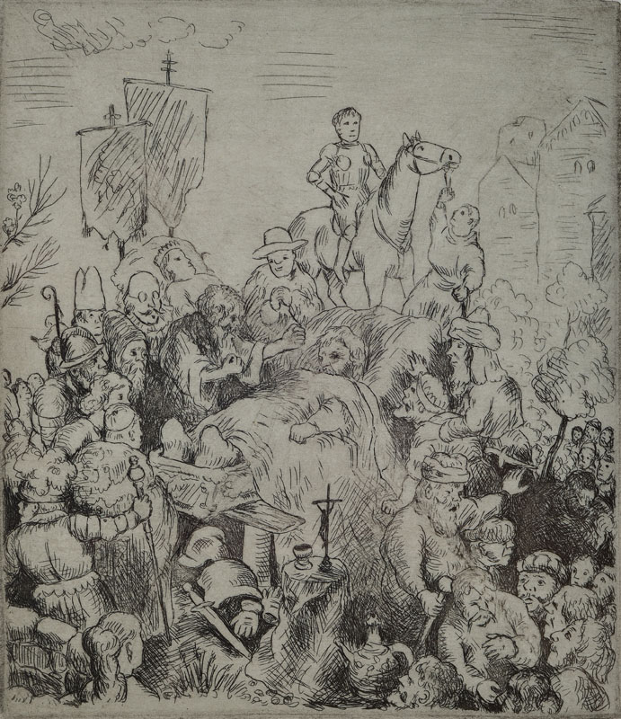 Karl Hubbuch, 1891-1979, Der letzte König, Radierung wohl 1919, rückseitig Nachlaßstempel, betitelt und datiert, Lit. Katalog Hasenclever 1983 Nr. ...