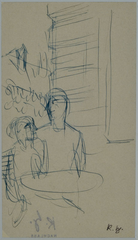 Karl Hubbuch, 1891-1979, Tuschezeichnung um 1930, monogrammiert, rückseitig Nachlaßstempel,ca. 19.5x11.2 cm, unter Glas gerahmt