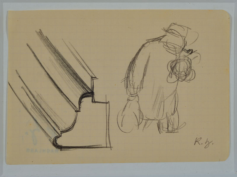 Karl Hubbuch, 1891-1979, Bleistift um 1935, monogrammiert, rückseitig Nachlaßstempel, PP, Blattgr. ca. 10x14.5 cm unter Glas gerahmt