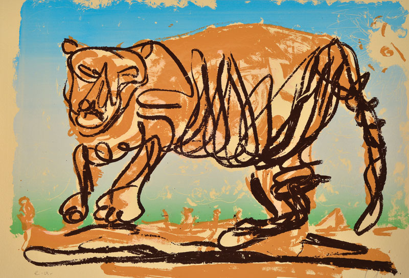 Markus Lüpertz, geb. 1941, Tiger, Farbserigraphie mit Verlaufstechnik, Pochoir, signiert und nummeriert e.a., Auflage 30 Stück zzgl. einiger e.a. ...