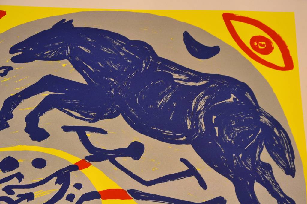 Detail c: A.R. Penck, geb. 1939 Dresden, Blaues Pferd und der Mongole, Farbsiebdruck, handsigniert und nummeriert e.a., Auflage 40 + ea., Lit. A.R. Penck - ...