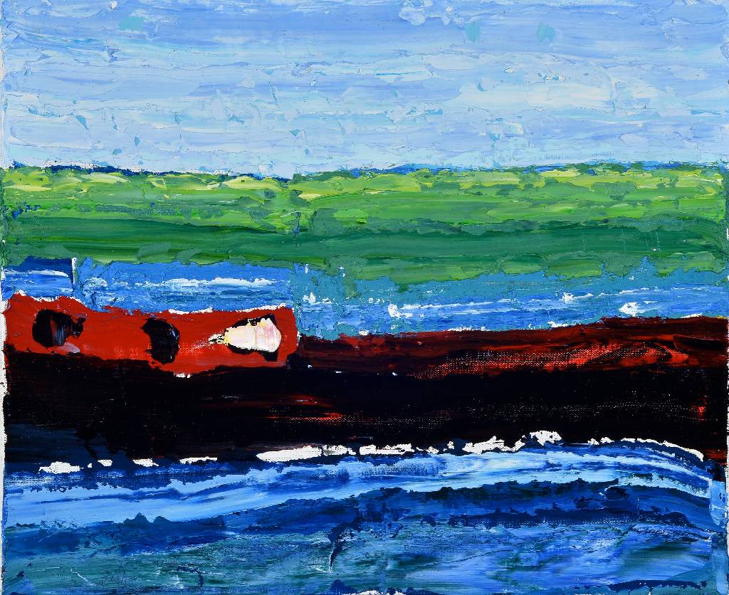 Detail a: Jürgen Lenk, geb. 1962, Konvolut aus zwei Gemälden, Öl/Lwd, abstrakte Landschaften, je rückseitig signiert und datiert 10 bzw. 09, betitelt, ca. ...