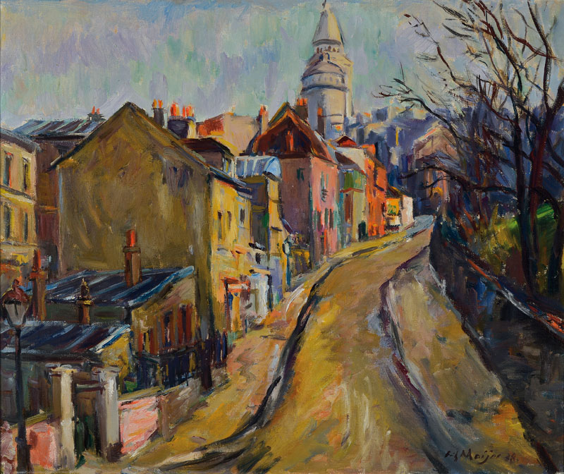 Fritz Meijer, 1900-1969, Öl/Lwd, Dorfansicht, signiert und datiert 38, ca. 53x63 cm, Rahmen