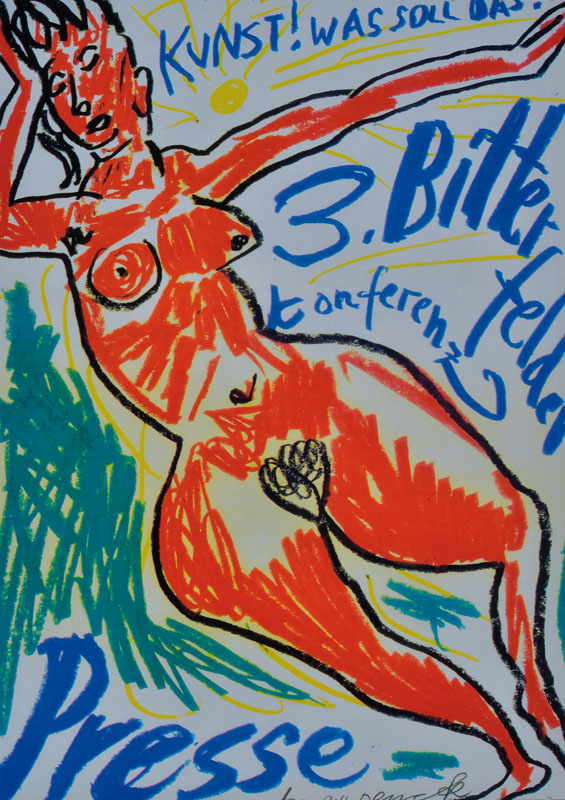 A.R.Penck, geb. 1939 Dresden, Farboffset, Roter Akt, drucksigniert und handsigniert, ca. 30x21 cm, unter Glas gerahmt