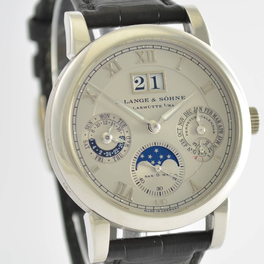 Detail f: A. LANGE & SÖHNE Sax-O-Mat astronomische Herrenarmbanduhr in Platin mit ewigem Kalender, Automatik, Ref. 310.025E/LS3102AP, inkl. orig. Lederband m. ...