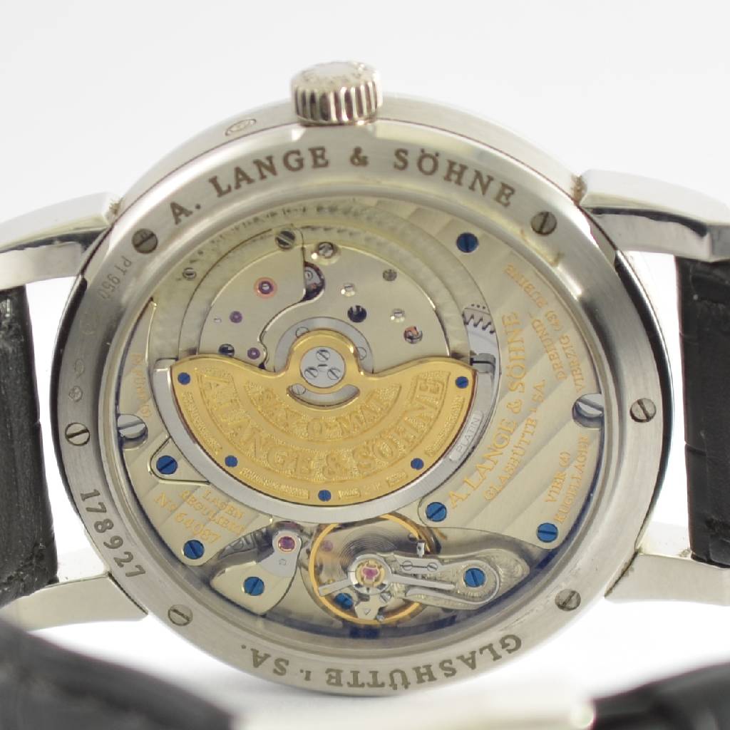 Detail g: A. LANGE & SÖHNE Sax-O-Mat astronomische Herrenarmbanduhr in Platin mit ewigem Kalender, Automatik, Ref. 310.025E/LS3102AP, inkl. orig. Lederband m. ...