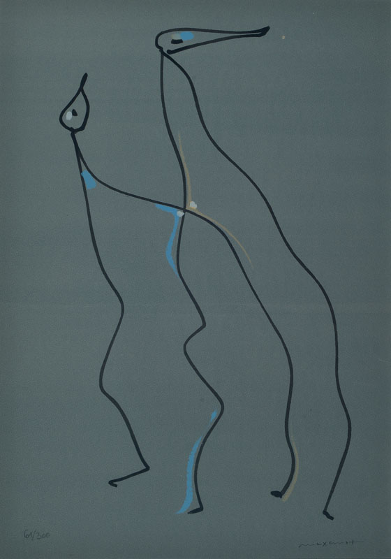 Max Ernst, 1891-1976, Farblithographie, handsigniert und nummeriert 61/300, PP, ca. 43x30 cm, unter Glas gerahmt