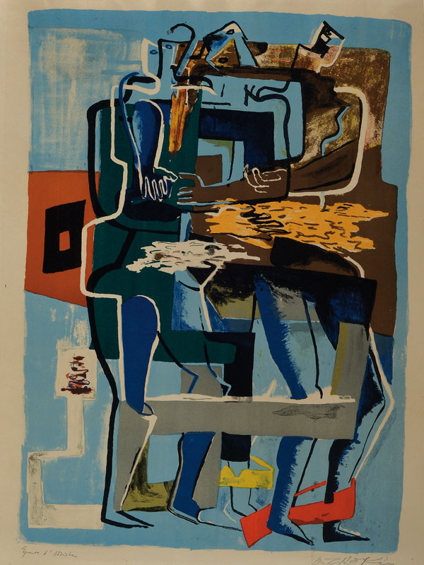 Ossip Zadkine, 1890-1967, Farblithographie, handsigniert und bez. Eupreuve d´artiste, Motiv ca. 60x42 cm, unter Glas gerahmt