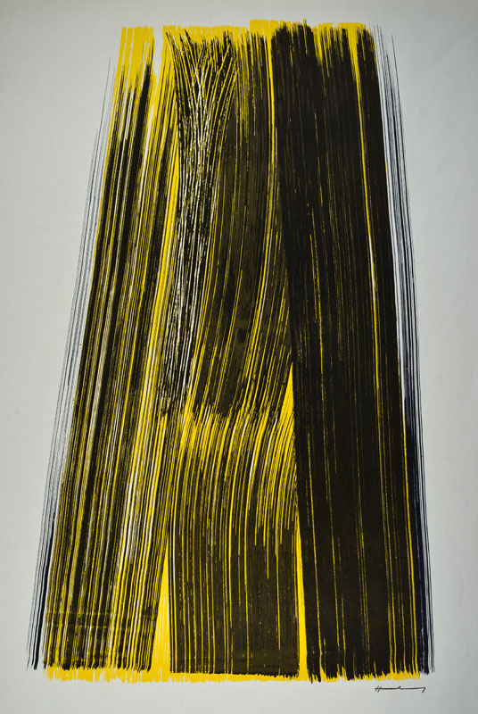 Hans Hartung, 1904 Leipzig-1989 Antibes, Farblithographie, handsigniert, Blattgr. ca.86,5x64 cm, Gebr.Sp., lt. verschmutzt