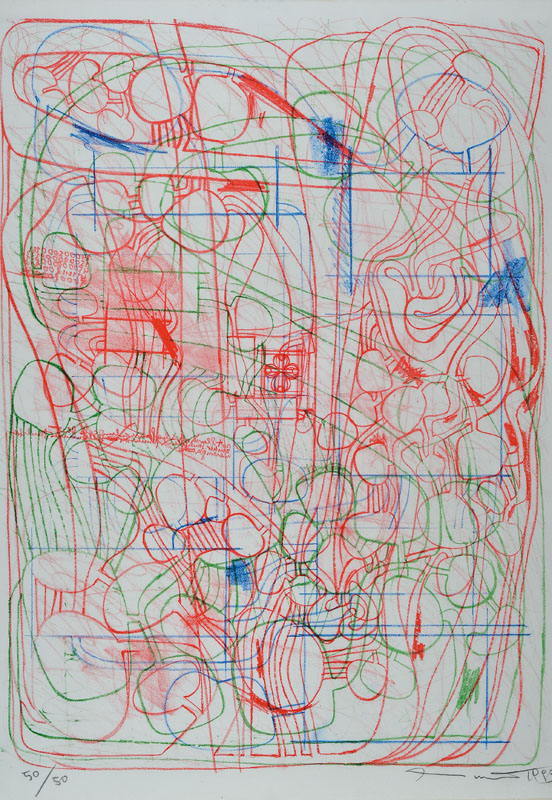 Hermann Nitsch, geb. 1938, Farblithographie, handsigniert und nummeriert 50/50, datiert 1993, ca. 65x48 cm, unter Glas gerahmt