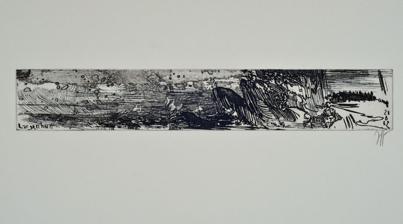Horst Janssen, 1929-1995, Konvolut aus zwei Radierungen, Schnörkel-Landschaft, je handsigniert, Platte ca. 5x29,5 cm, Blattgr. ca. 18x39,5 cm, je ...