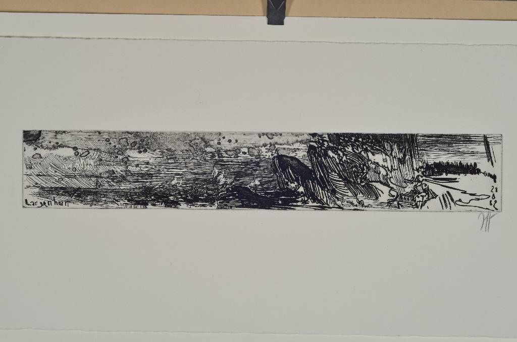Detail a: Horst Janssen, 1929-1995, Konvolut aus zwei Radierungen, Schnörkel-Landschaft, je handsigniert, Platte ca. 5x29,5 cm, Blattgr. ca. 18x39,5 cm, je ...