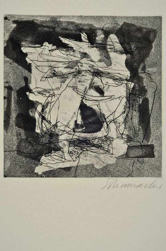 Emil Schumacher, 1912-1999, Aquatintaradierung, handsigniert, auf Karton befestigt, Platte ca. 22,8x22,3 cm, Blattgr. ca.50x35,5 cm