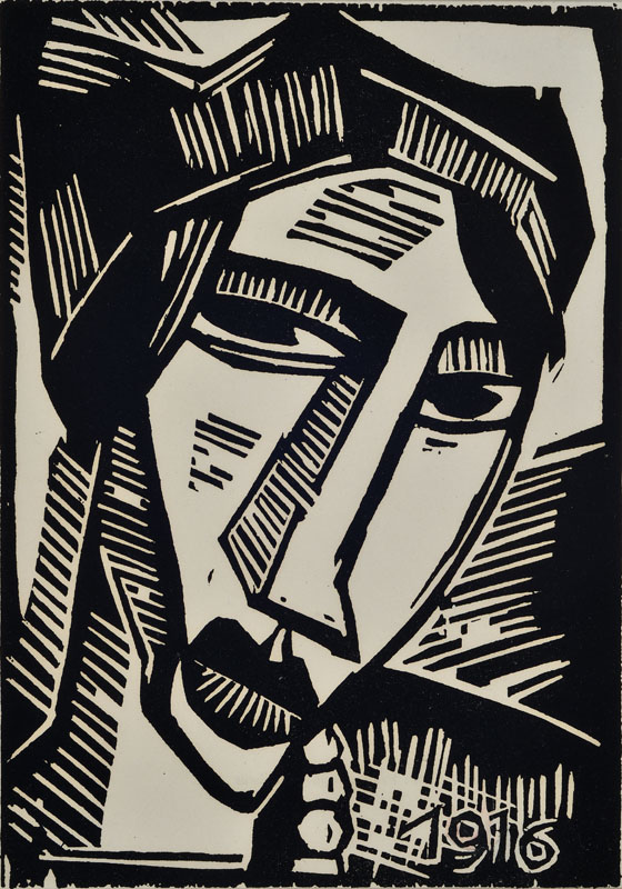 Karl Schmidt-Rottluff, 1884-1976, Holzschnitt, Frauenkopf, im Druck datiert 1916, Motiv ca. 25,5x18 cm, Blattgr. ca. 32x24,5 cm, PP