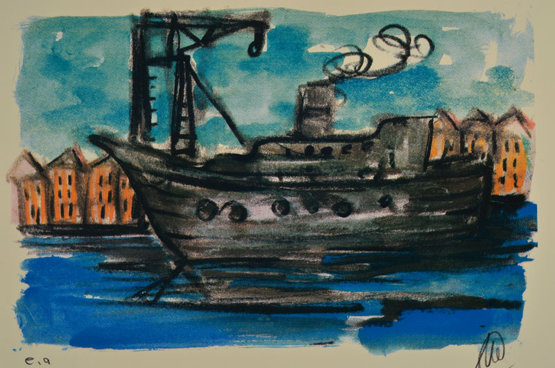 Markus Lüpertz, geb. 1941, Farbserigraphie, Hafen, handsigniert und nummeriert e.a., Blattgr. ca. 53x76 cm